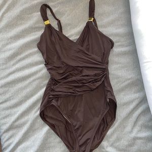 Tummy Control One Piece Swim Suit, Sz 8